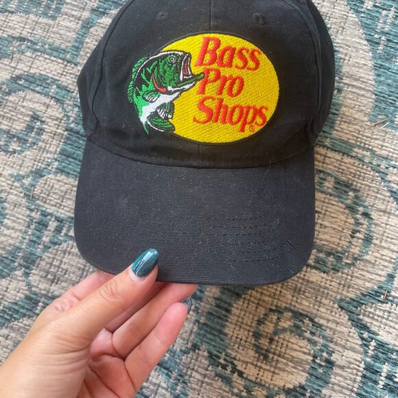 Bass Pro Shops Black Embroidered Bass Logo Adjustable Baseball Cap - Picture 4 of 7